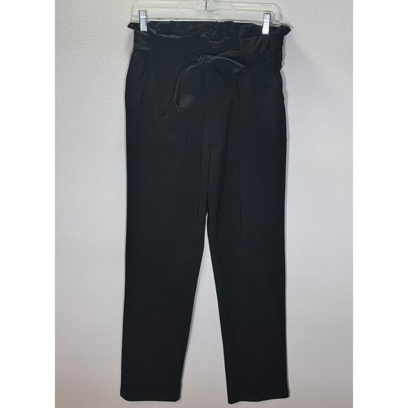 Grace Karin Black High Waist Paperbag Pants Belted NWT Women’s M Work Office - Picture 1 of 7